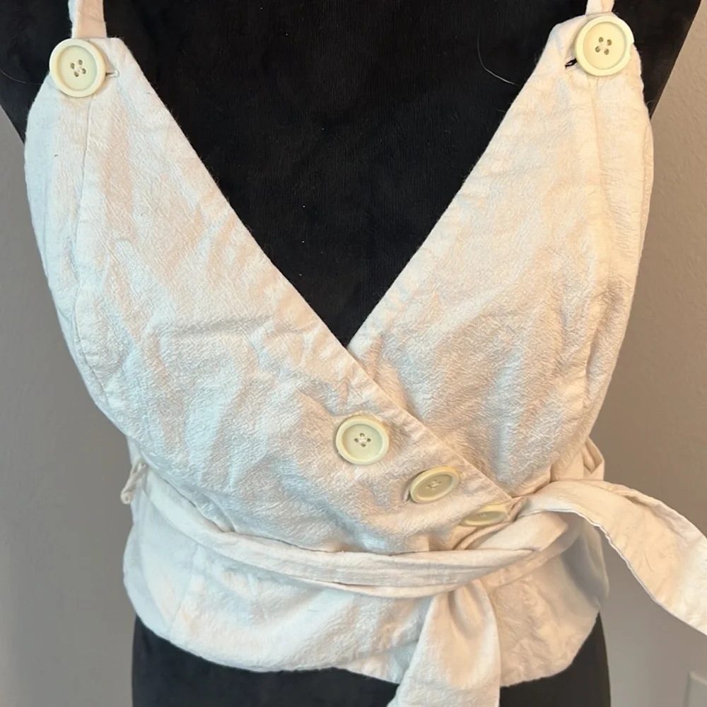 Free People Endless Summer Little‎ tied up ivory cotton top blouse Sz L